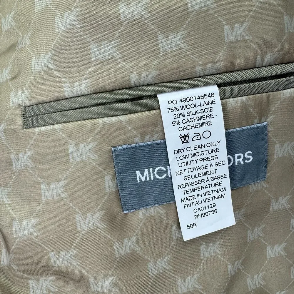 Michael Kors Mens Kipp Wool Cashmere Luxury Classic Fit Sport Coat Tan 50R